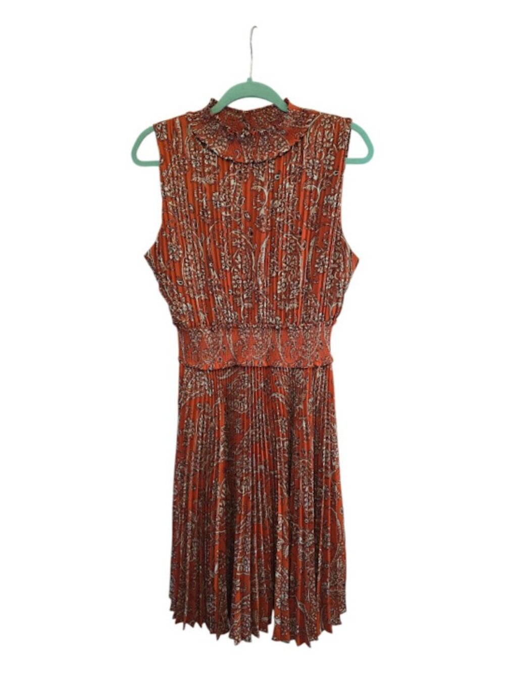 FLORAL PLEATED FIT AND FLARE NANETTE LEPORE SLEEVELESS DRESS SIZE 14 EVENING